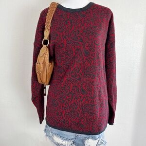 Vintage Jacqueline Ferrar Red & Grey Wool Blend Sweater Made in Italy M